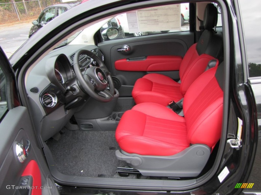 Pelle Rosso/Nera (Red/Black) Interior 2012 Fiat 500 c cabrio Lounge Photo #56321038