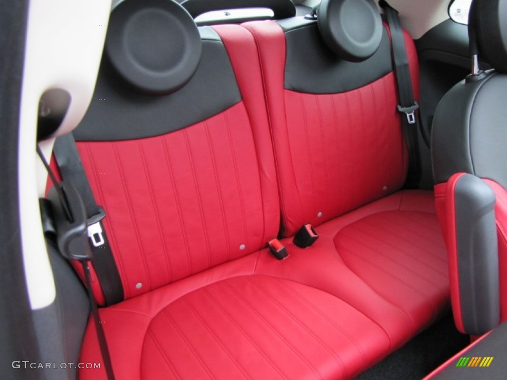 Pelle Rosso/Nera (Red/Black) Interior 2012 Fiat 500 c cabrio Lounge Photo #56321056