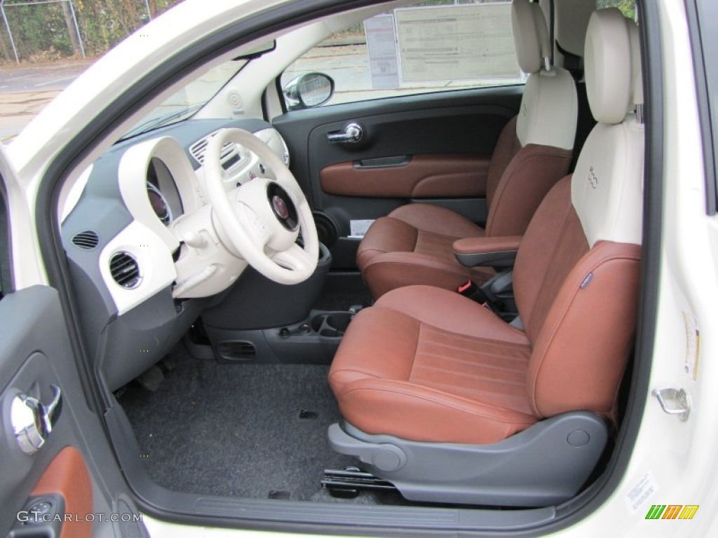 Pelle Marrone/Avorio (Brown/Ivory) Interior 2012 Fiat 500 c cabrio Lounge Photo #56321173