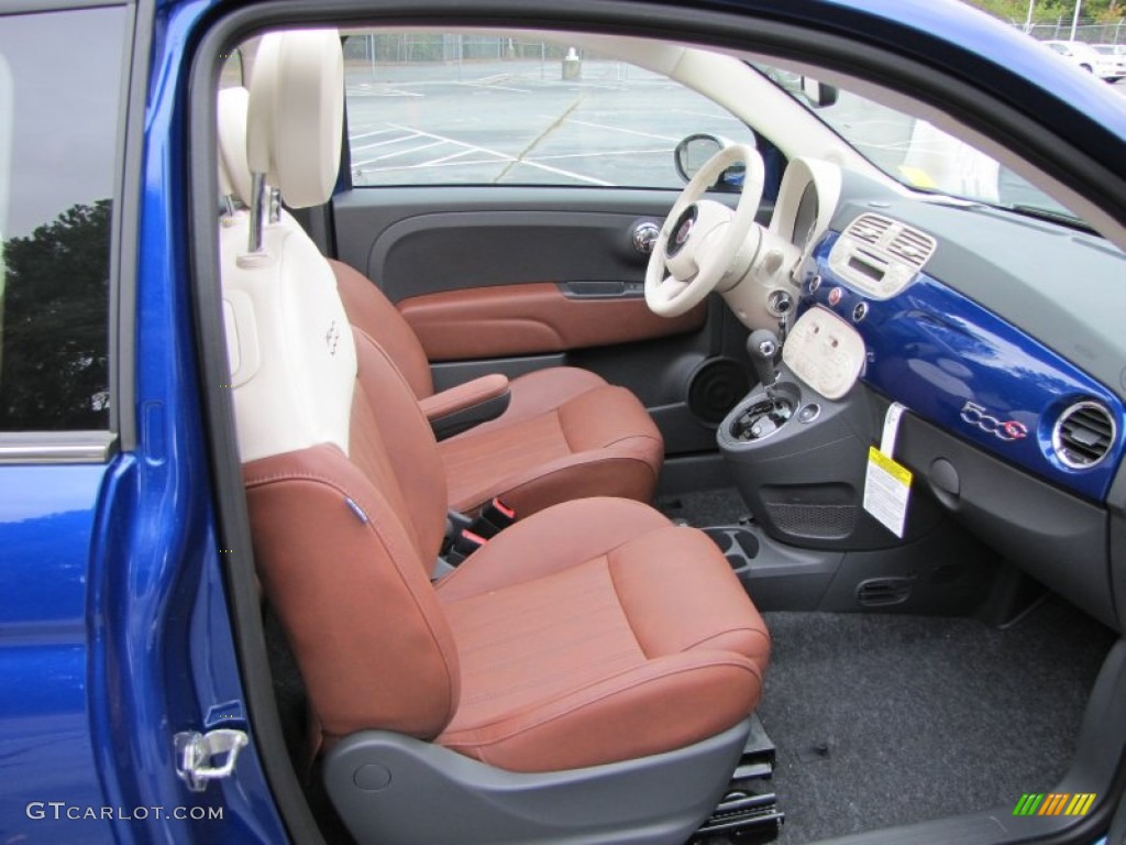 Pelle Marrone/Avorio (Brown/Ivory) Interior 2012 Fiat 500 c cabrio Lounge Photo #56321333