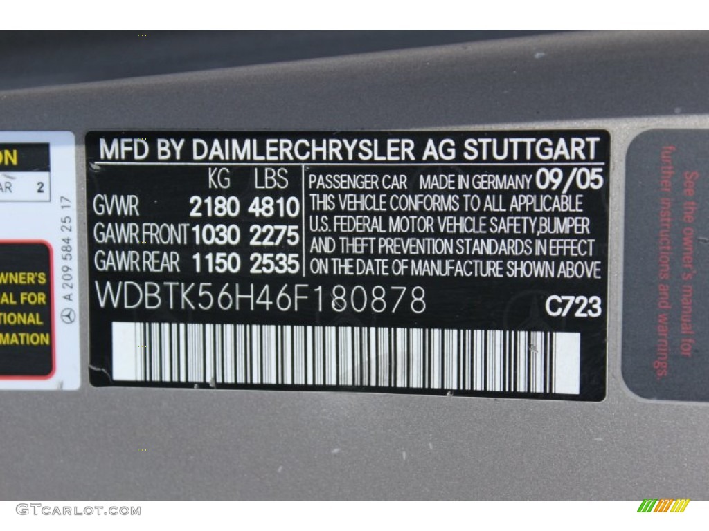 2006 CLK Color Code 723 for Pewter Metallic Photo #56322694