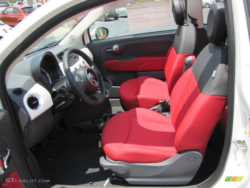 Tessuto Rosso/Nero (Red/Black) Interior 2012 Fiat 500 c cabrio Pop Photo #56322793