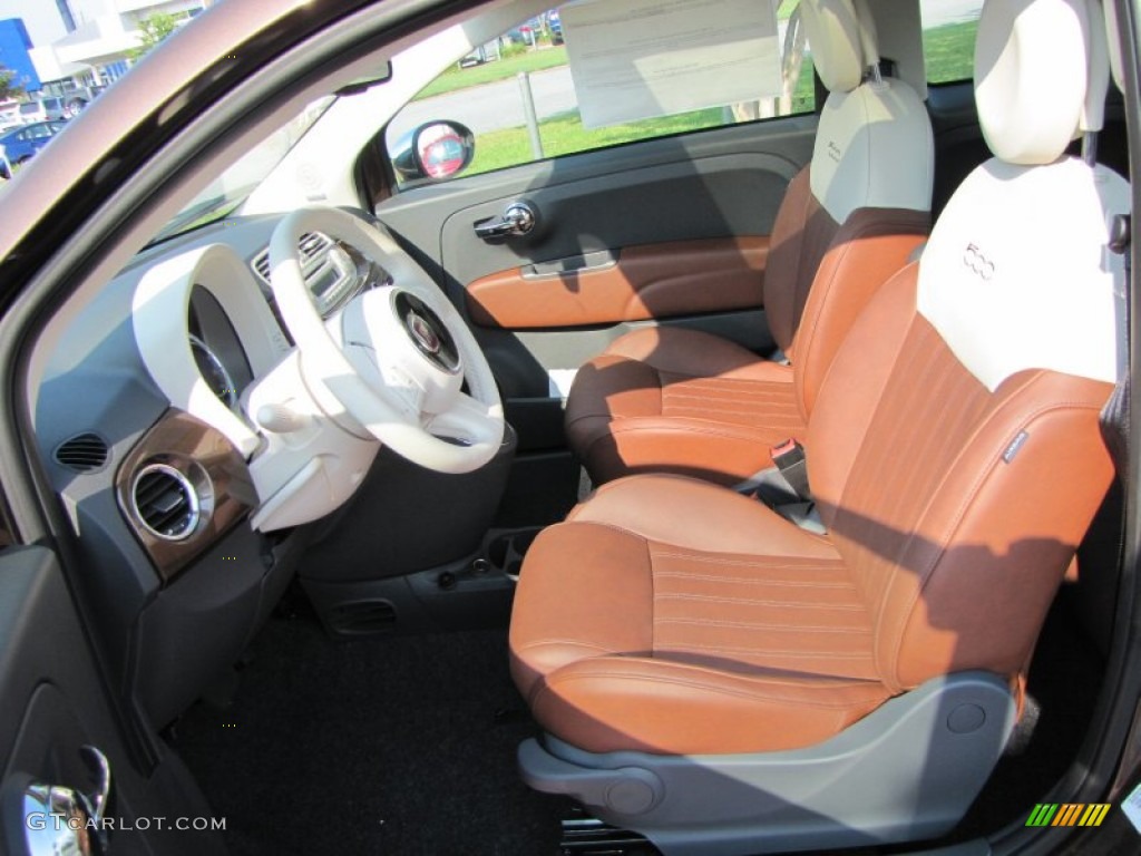 Pelle Marrone/Avorio (Brown/Ivory) Interior 2012 Fiat 500 Lounge Photo #56323150