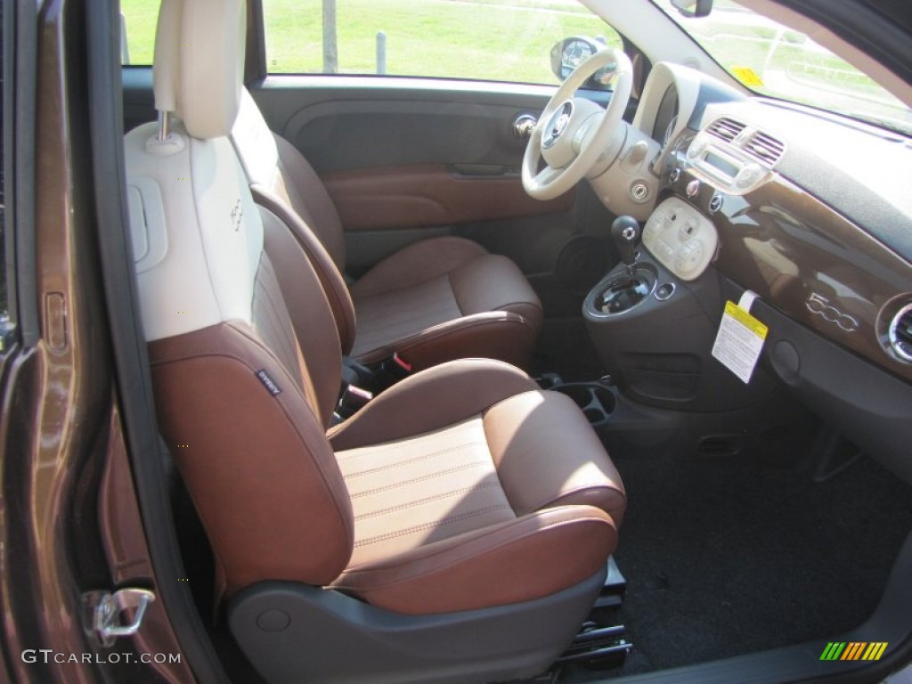 Pelle Marrone/Avorio (Brown/Ivory) Interior 2012 Fiat 500 Lounge Photo #56323177