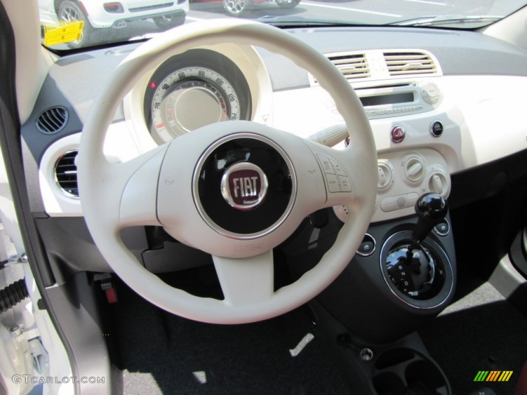 2012 Fiat 500 Pop Tessuto Rosso/Avorio (Red/Ivory) Steering Wheel Photo #56323309