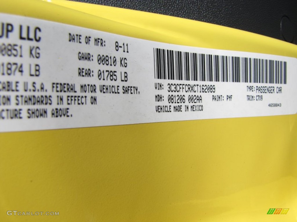 2012 500 Lounge - Giallo (Yellow) / Tessuto Avorio/Nero (Ivory/Black) photo #12