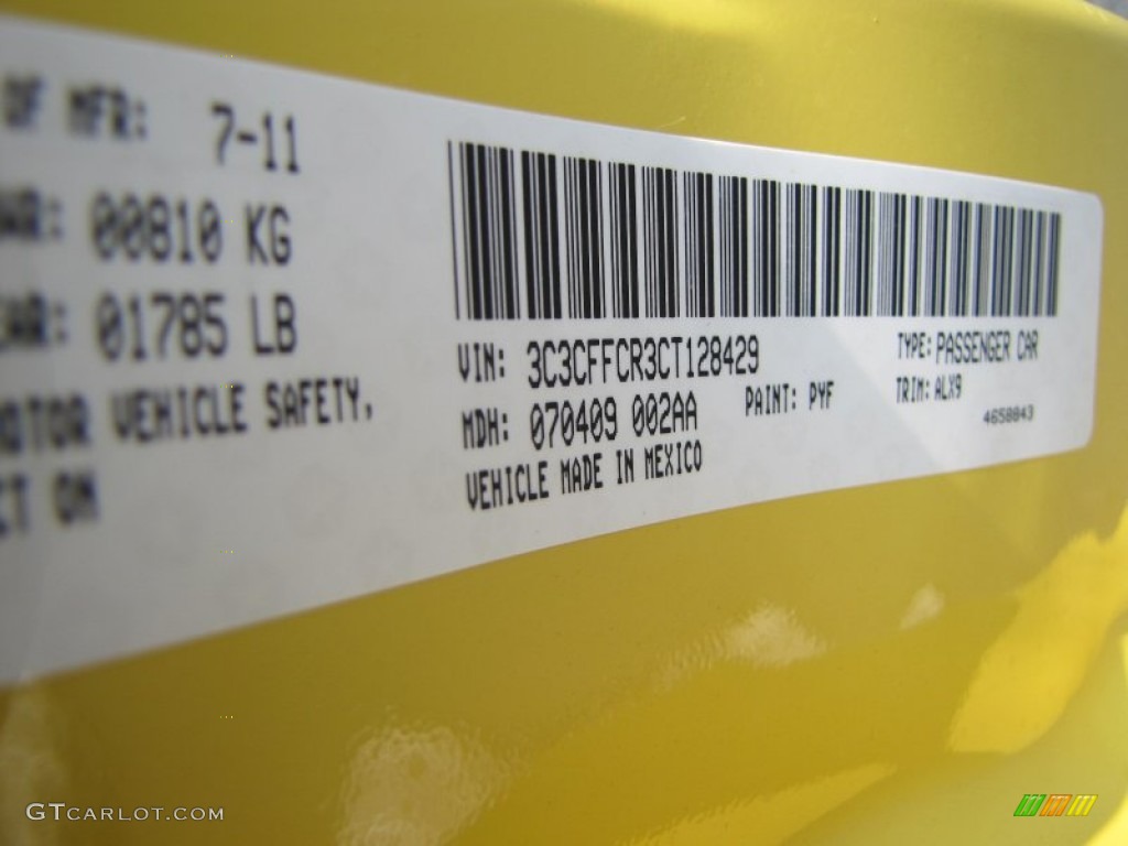 2012 500 Color Code PYF for Giallo (Yellow) Photo #56325920