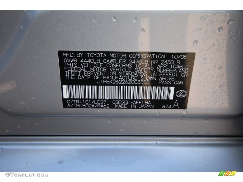 2006 IS Color Code 1G1 for Tungsten Pearl Photo #56326541