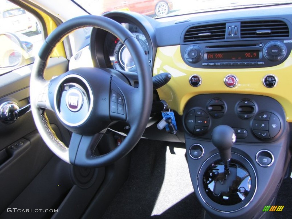 2012 Fiat 500 c cabrio Lounge Pelle Nera/Nera (Black/Black) Dashboard Photo #56327990