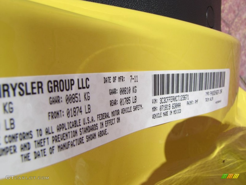 2012 500 Color Code PYF for Giallo (Yellow) Photo #56328008