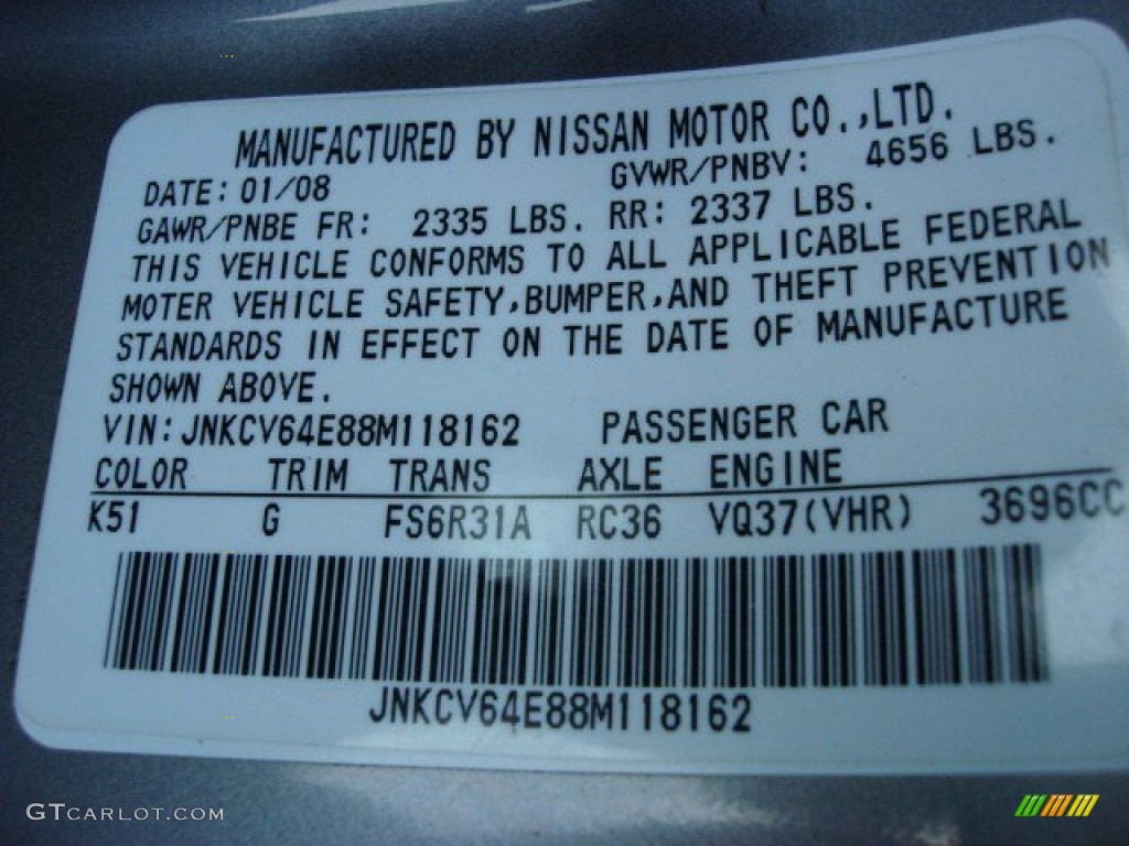 2008 G Color Code K51 for Platinum Graphite Gray Photo #56328020