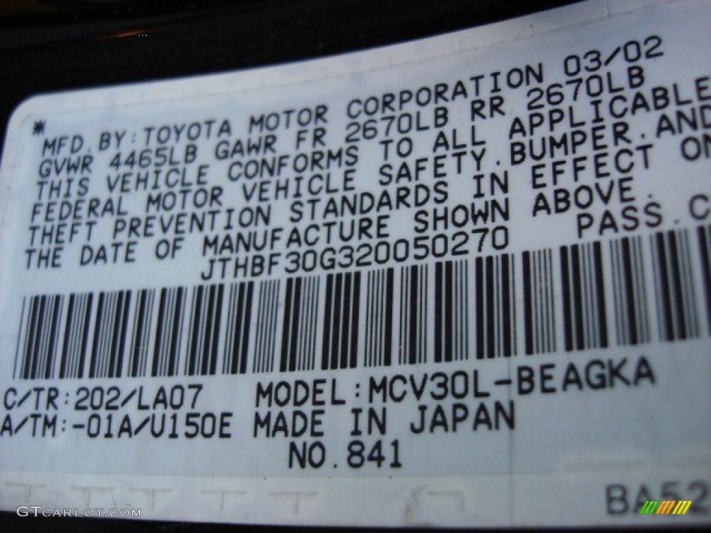 2002 ES 300 - Black Onyx / Ivory photo #26