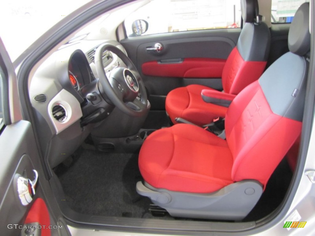 Tessuto Rosso/Nero (Red/Black) Interior 2012 Fiat 500 c cabrio Pop Photo #56328656