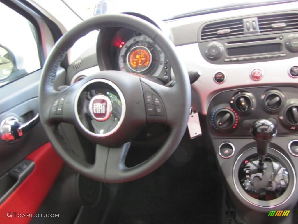 2012 500 c cabrio Pop - Argento (Silver) / Tessuto Rosso/Nero (Red/Black) photo #10