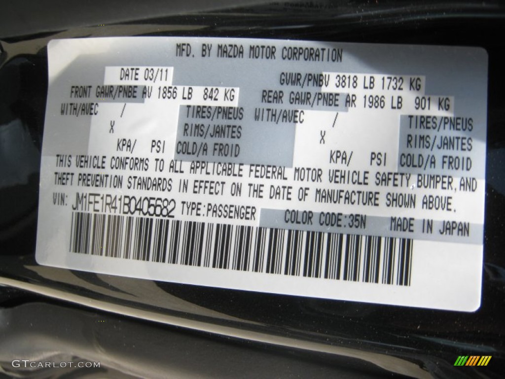 2011 RX-8 Color Code 35N for Sparkling Black Mica Photo #56328760