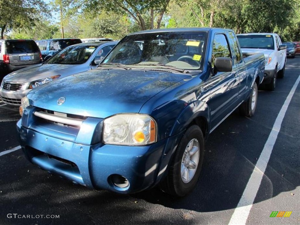 2003 Frontier XE King Cab - Electric Blue Metallic / Gray photo #4