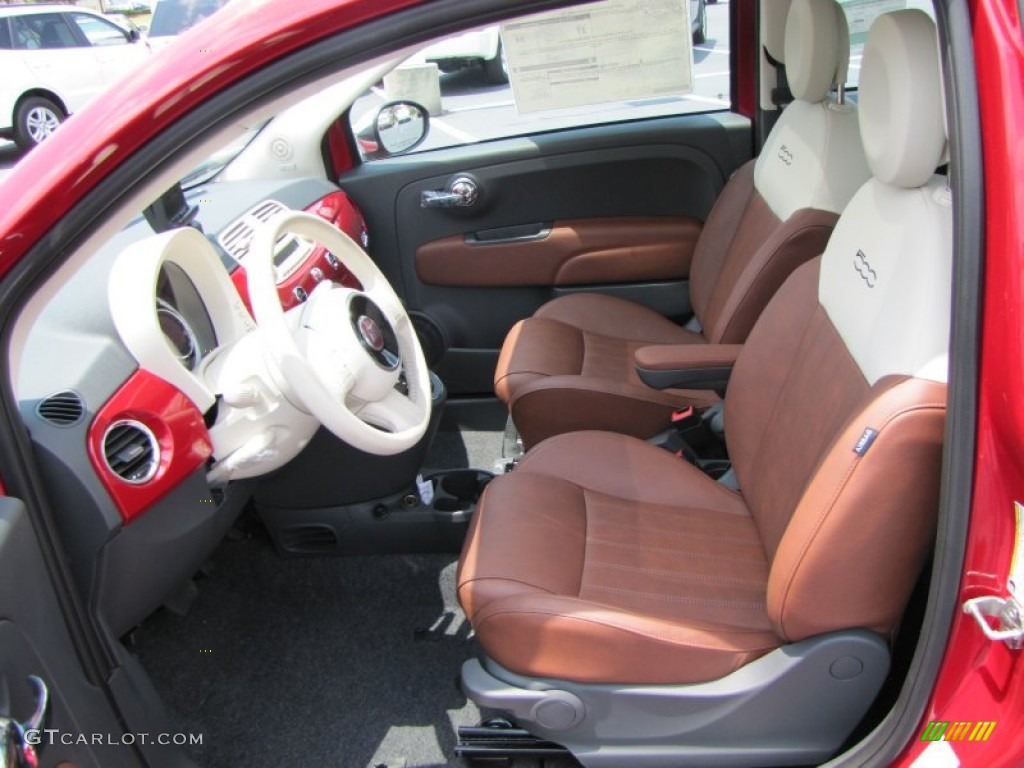 Pelle Marrone/Avorio (Brown/Ivory) Interior 2012 Fiat 500 Lounge Photo #56329152