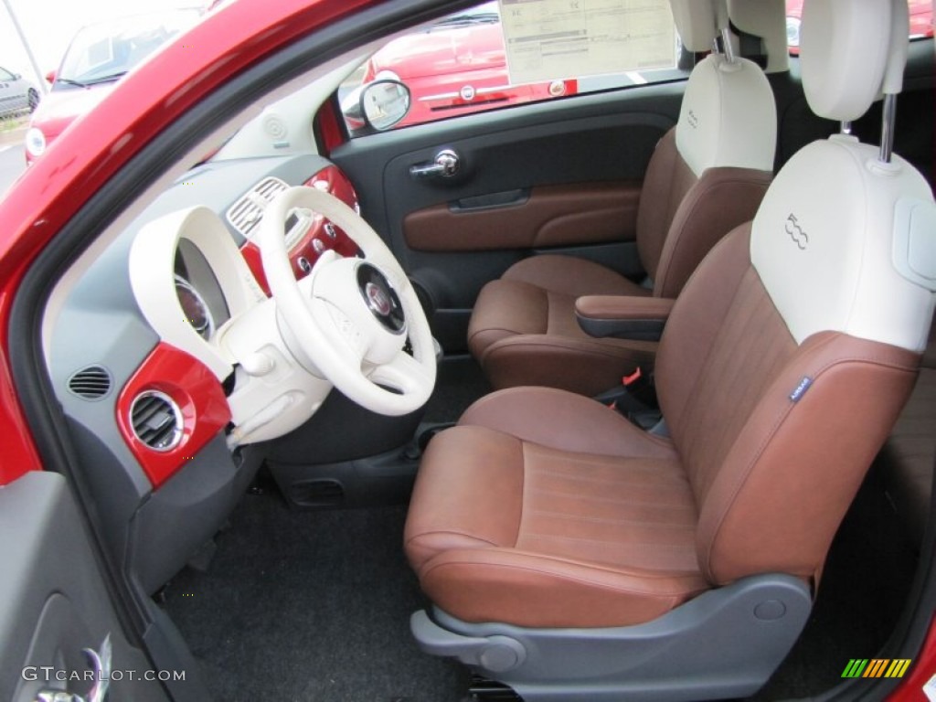 Pelle Marrone/Avorio (Brown/Ivory) Interior 2012 Fiat 500 Lounge Photo #56329266