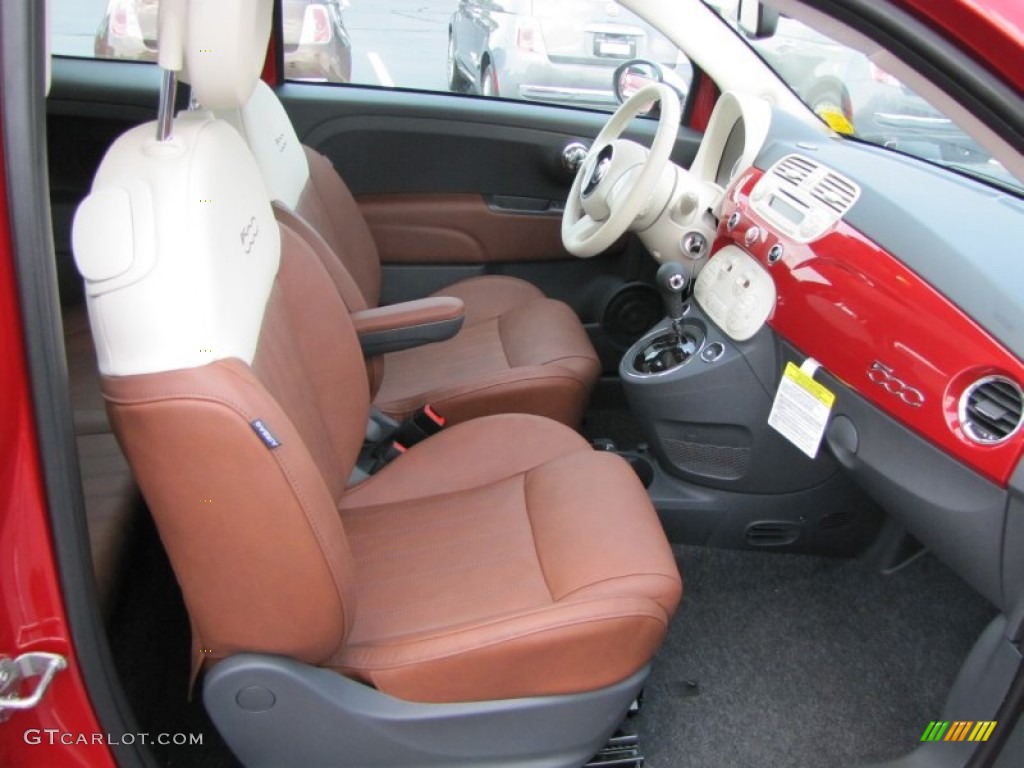 Pelle Marrone/Avorio (Brown/Ivory) Interior 2012 Fiat 500 Lounge Photo #56329281