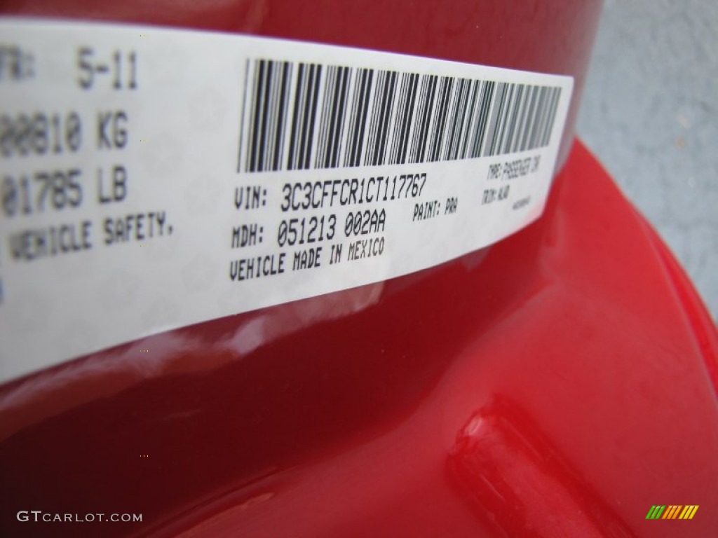 2012 500 Color Code PRA for Rosso Brillante (Red) Photo #56329314