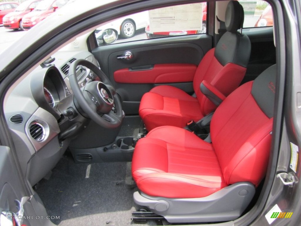 Pelle Rosso/Nera (Red/Black) Interior 2012 Fiat 500 Lounge Photo #56329626