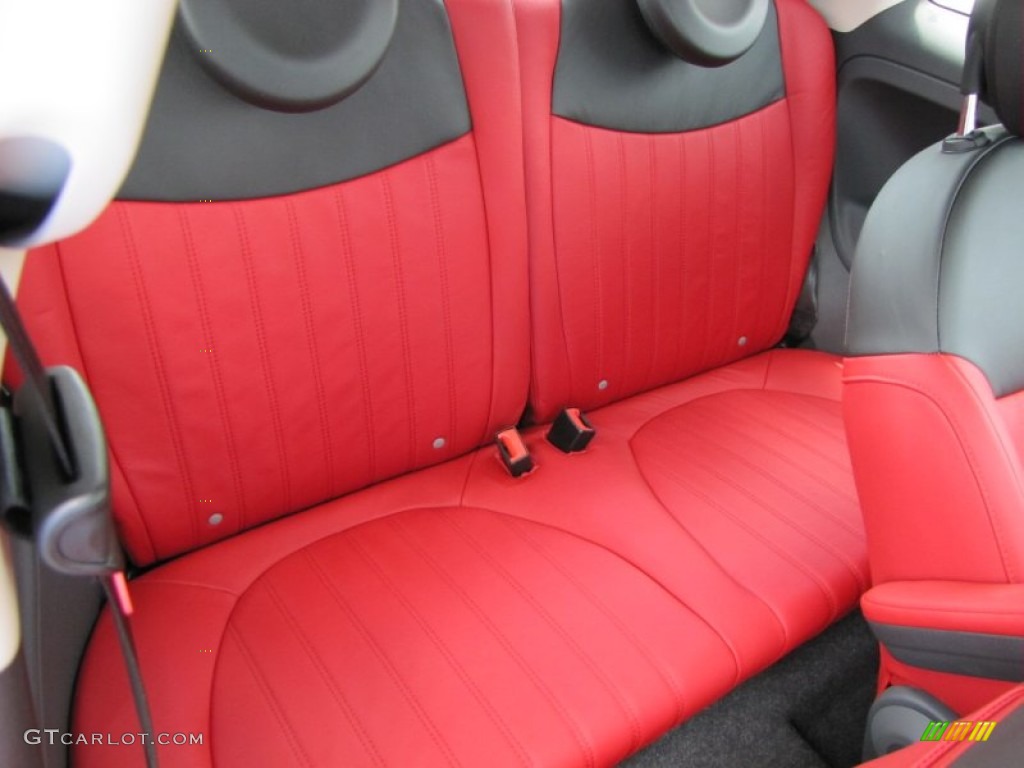 Pelle Rosso/Nera (Red/Black) Interior 2012 Fiat 500 Lounge Photo #56329644