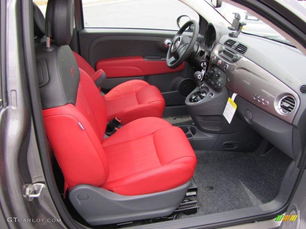 Pelle Rosso/Nera (Red/Black) Interior 2012 Fiat 500 Lounge Photo #56329653