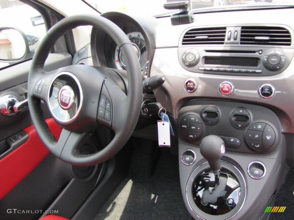 2012 Fiat 500 Lounge Pelle Rosso/Nera (Red/Black) Dashboard Photo #56329662