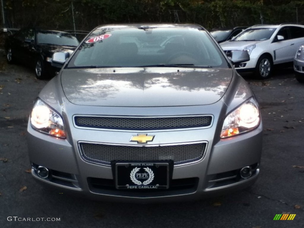 2008 Malibu LTZ Sedan - Silverstone Metallic / Ebony/Brick Red photo #2