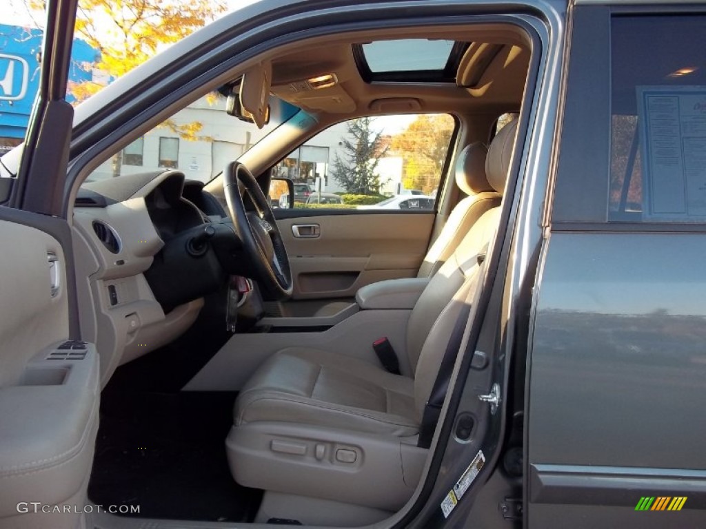 2009 Pilot EX-L 4WD - Nimbus Gray Metallic / Beige photo #14