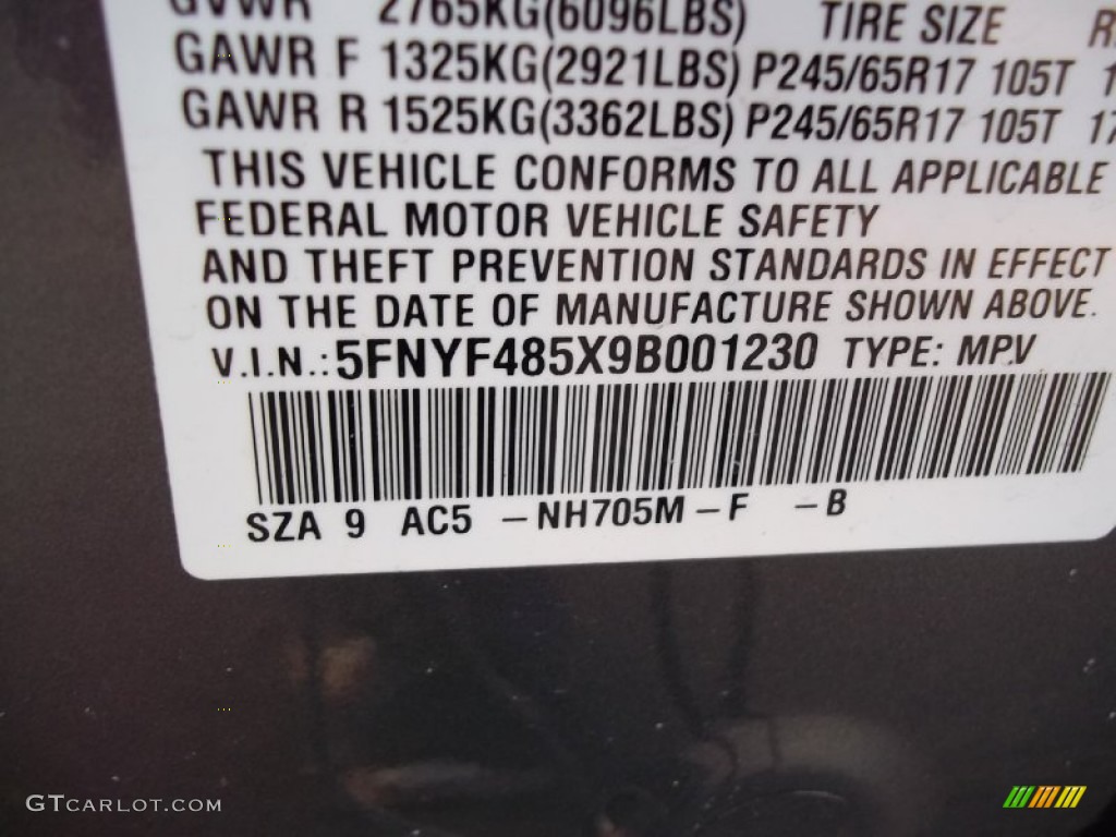 2009 Pilot EX-L 4WD - Nimbus Gray Metallic / Beige photo #28