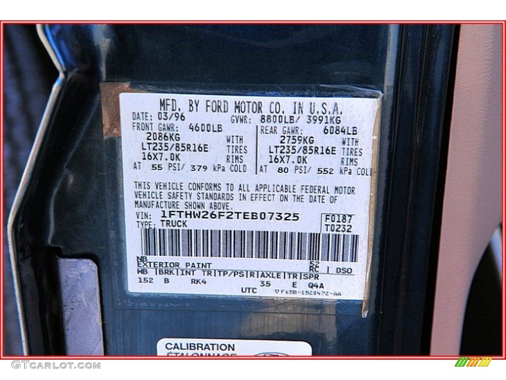 1996 F250 Color Code NB for Dark Tourmaline Green Metallic Photo #56340088