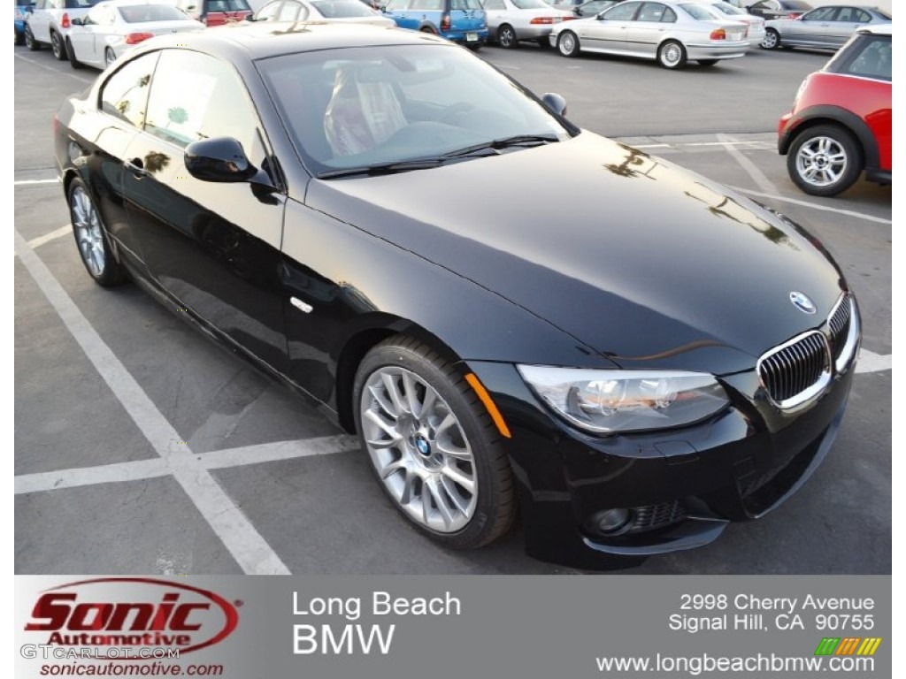 2012 3 Series 328i Coupe - Black Sapphire Metallic / Coral Red/Black photo #1