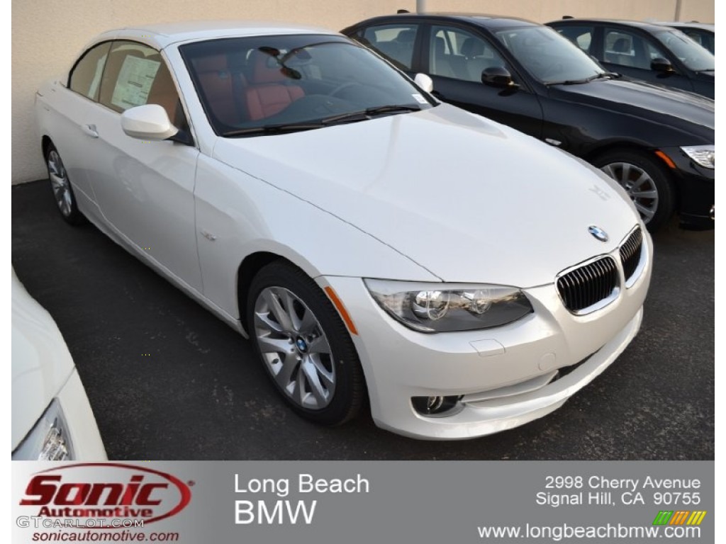 2012 3 Series 328i Convertible - Mineral White Metallic / Coral Red/Black photo #1