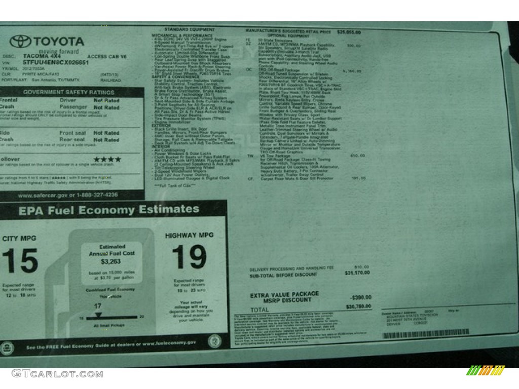 2012 Tacoma V6 TRD Access Cab 4x4 - Pyrite Mica / Graphite photo #14