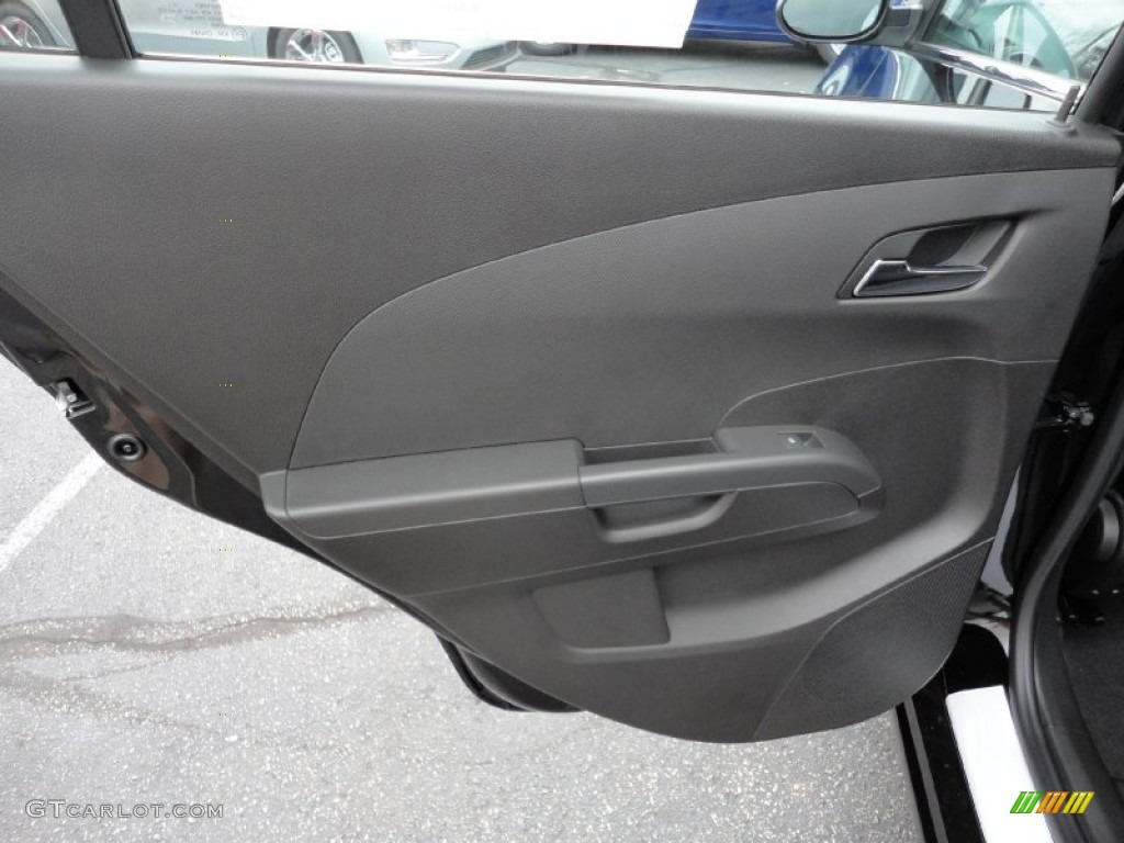 2012 Chevrolet Sonic LTZ Sedan Jet Black/Dark Titanium Door Panel Photo #56350096