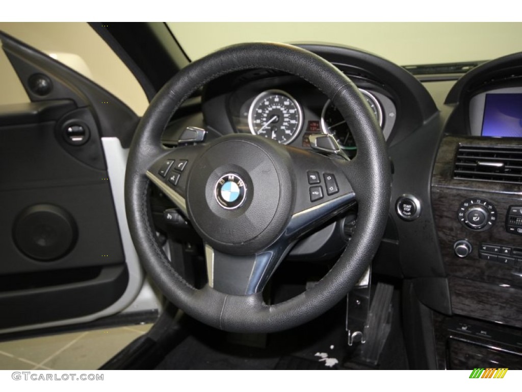 2010 BMW 6 Series 650i Convertible Black Steering Wheel Photo #56355472
