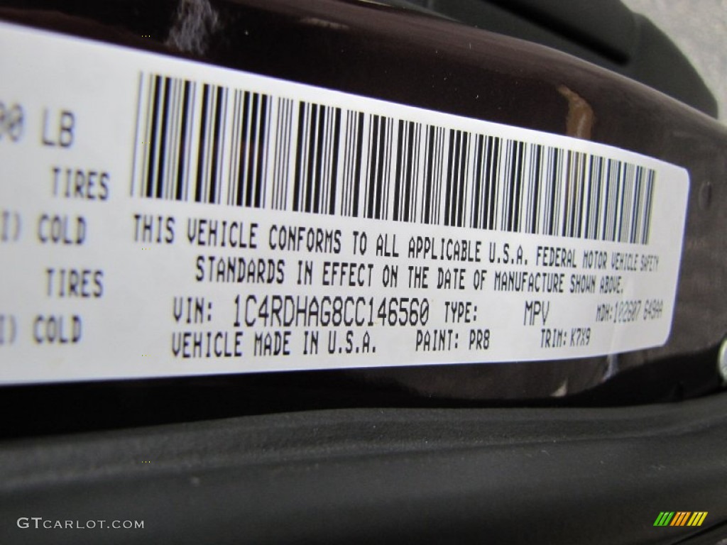 2012 Durango Color Code PR8 for Deep Molten Red Pearl Photo #56355752