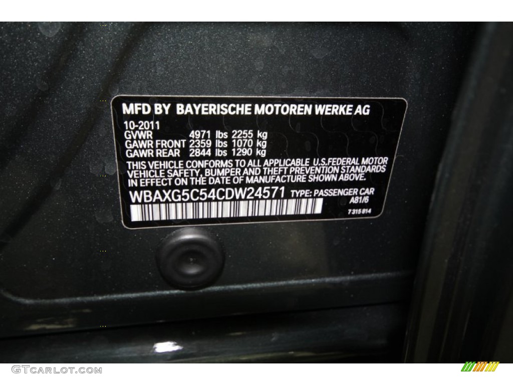 2012 BMW 5 Series 528i Sedan Info Tag Photo #56359453