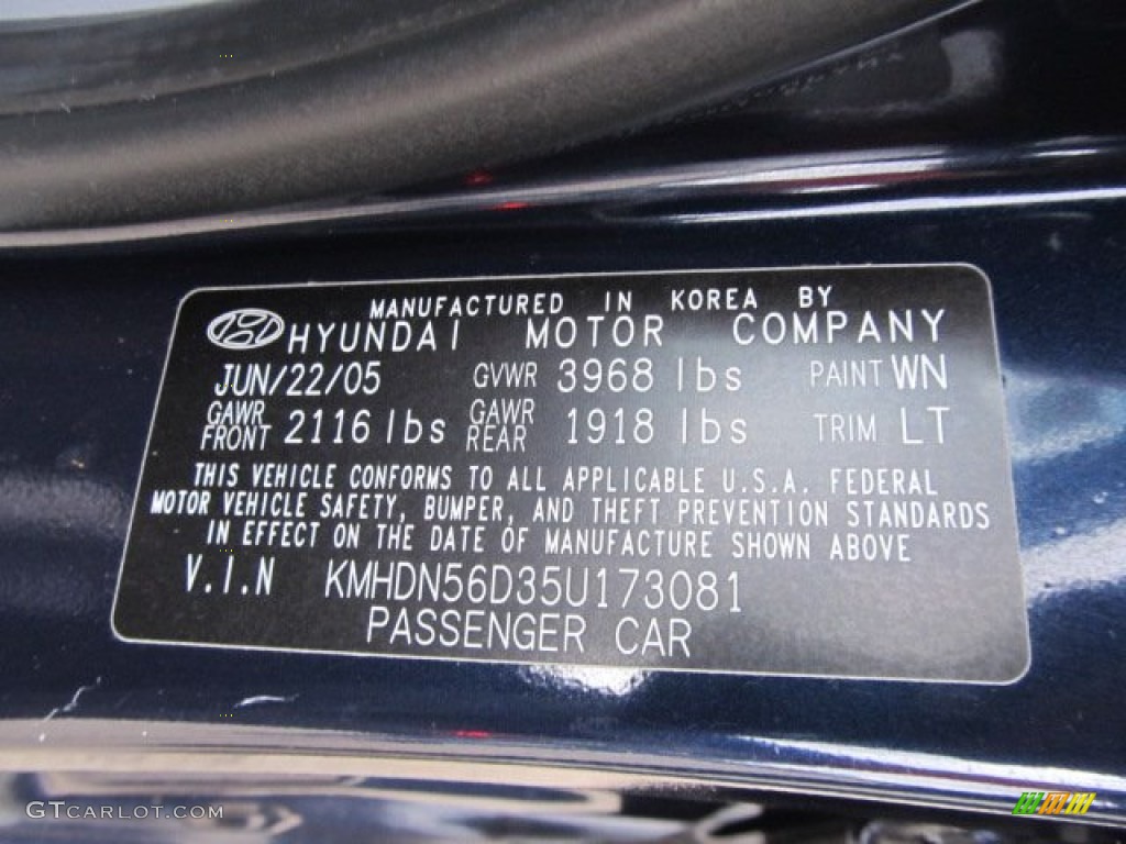 2005 Elantra GLS Hatchback - Moonlit Blue / Gray photo #14