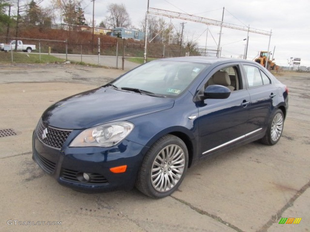 2010 Kizashi SLS AWD - Deep Sea Blue Metallic / Beige photo #7