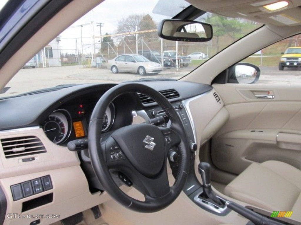 2010 Kizashi SLS AWD - Deep Sea Blue Metallic / Beige photo #9