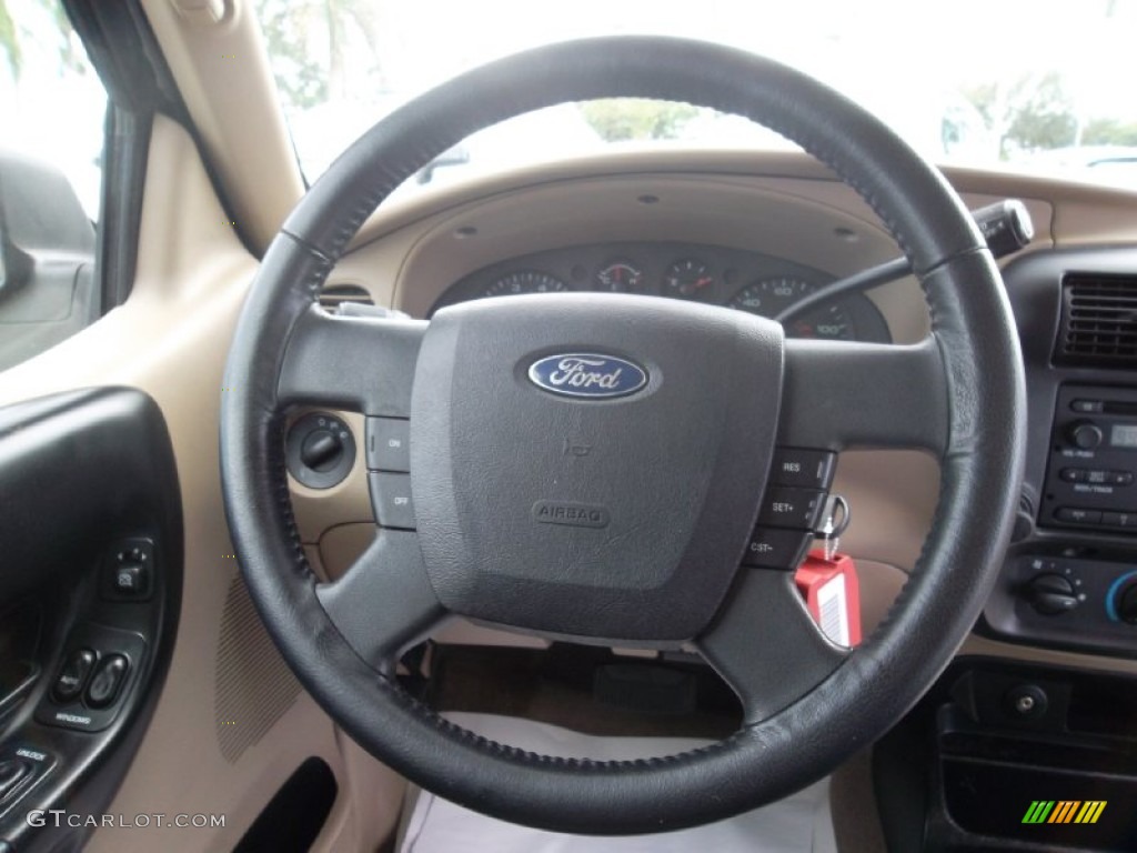 2007 Ford Ranger XLT SuperCab Medium Pebble Tan Steering Wheel Photo #56364109