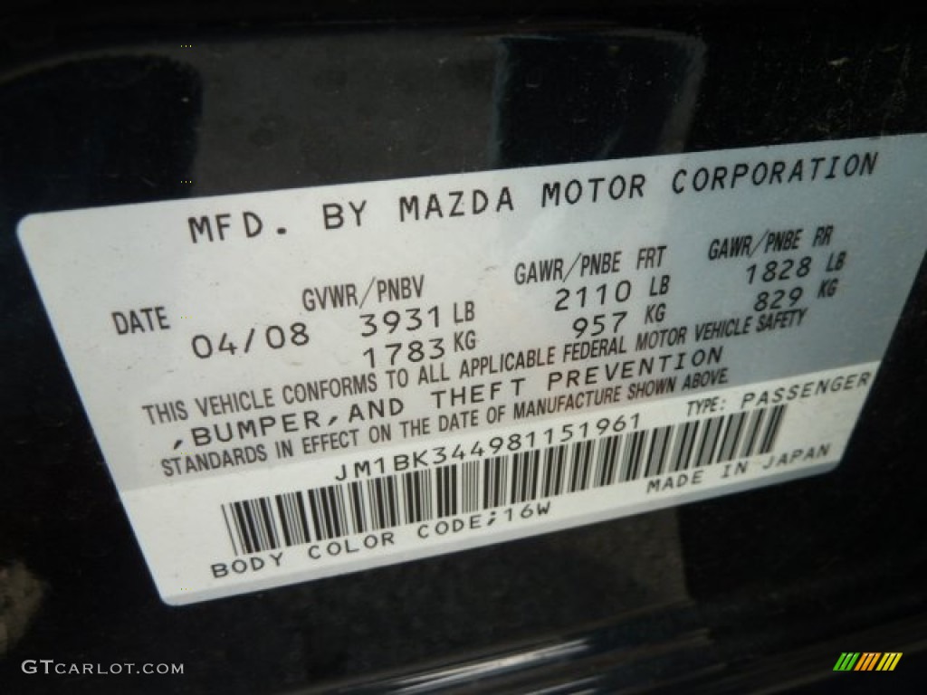 2008 MAZDA3 s Touring Hatchback - Black Mica / Black photo #19