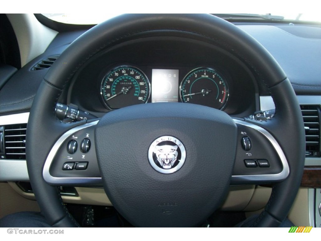 2012 Jaguar XF Standard XF Model Barley/Warm Charcoal Steering Wheel Photo #56365816