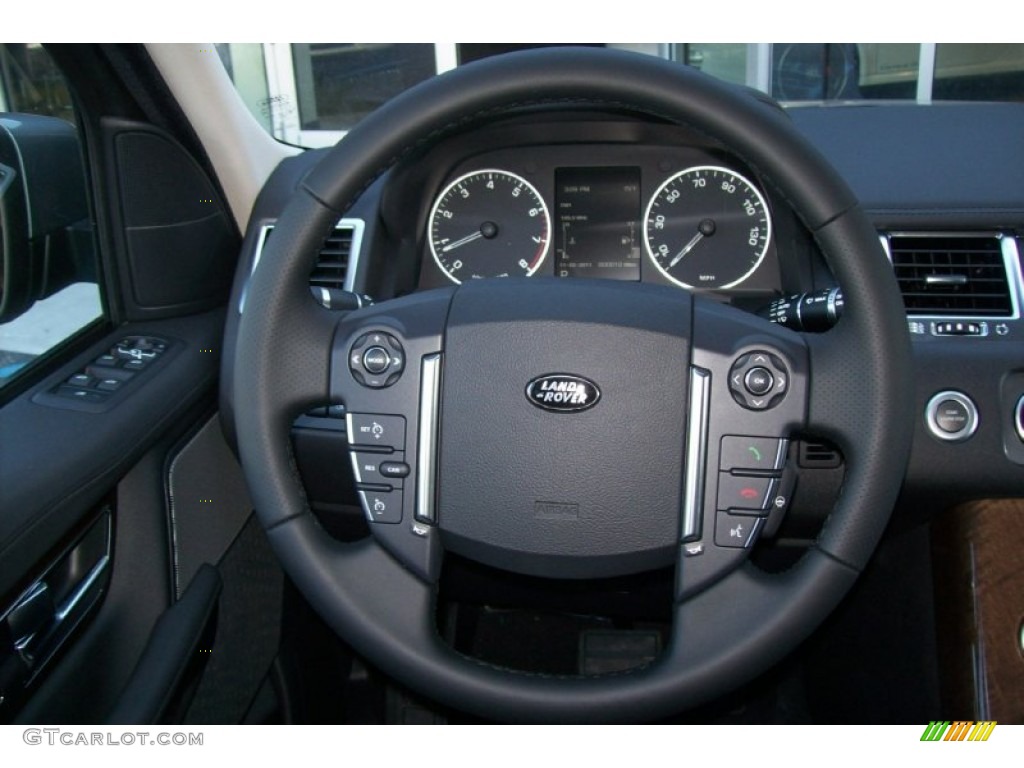 2012 Land Rover Range Rover Sport HSE LUX Ebony Steering Wheel Photo #56365897