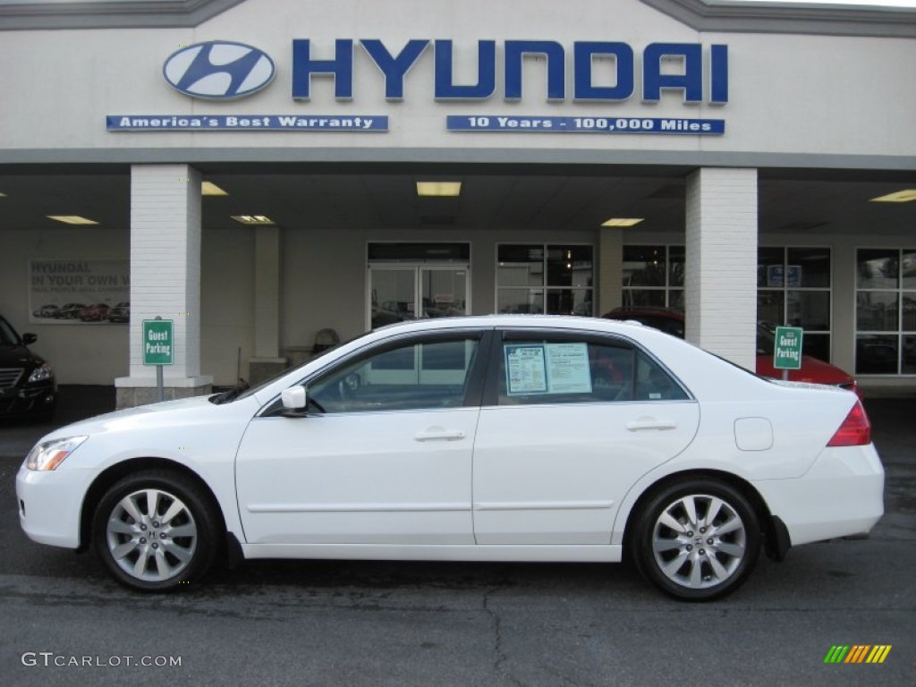 2007 Accord EX-L V6 Sedan - Taffeta White / Ivory photo #1
