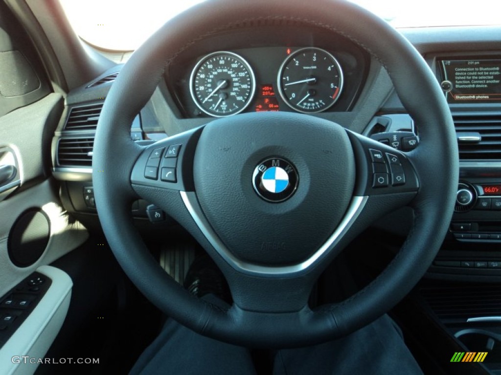 2012 BMW X5 xDrive35d Oyster Steering Wheel Photo #56370739