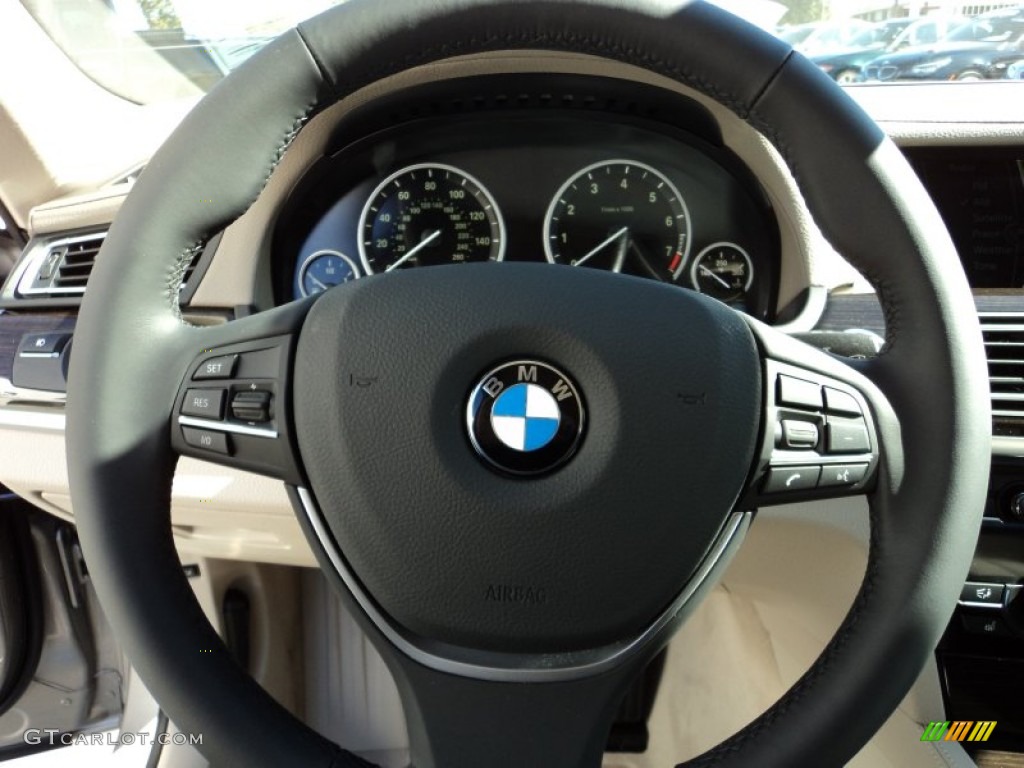 2012 BMW 7 Series 750Li Sedan Oyster Steering Wheel Photo #56370991
