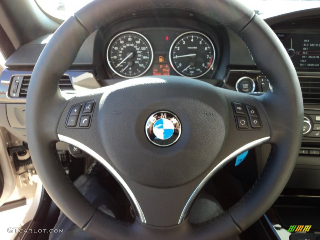 2012 BMW 3 Series 328i Convertible Cream Beige Steering Wheel Photo #56371339